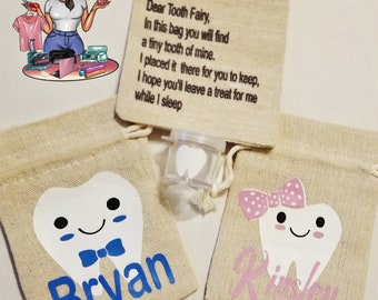 Personalized tooth fairy bag, Tooth Fairy Bag, Tooth Fairy Keepsake Bag, Tooth Fairy
