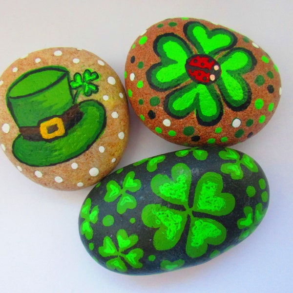 St. Patrick's Day Painted Rocks - set of 3 rocks