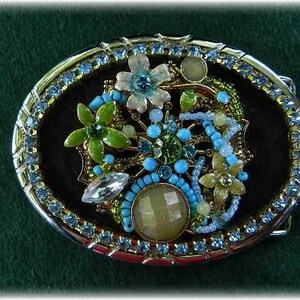 Wearable Art Suede Rhinestone Boho Steampunk Belt Buckle image 2