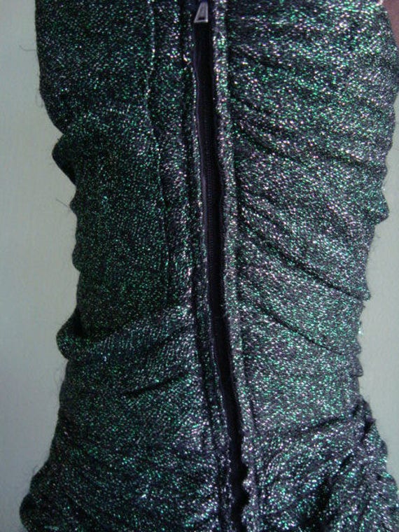 1940'S Inspired Green lame Spaghetti Strapped Dre… - image 4