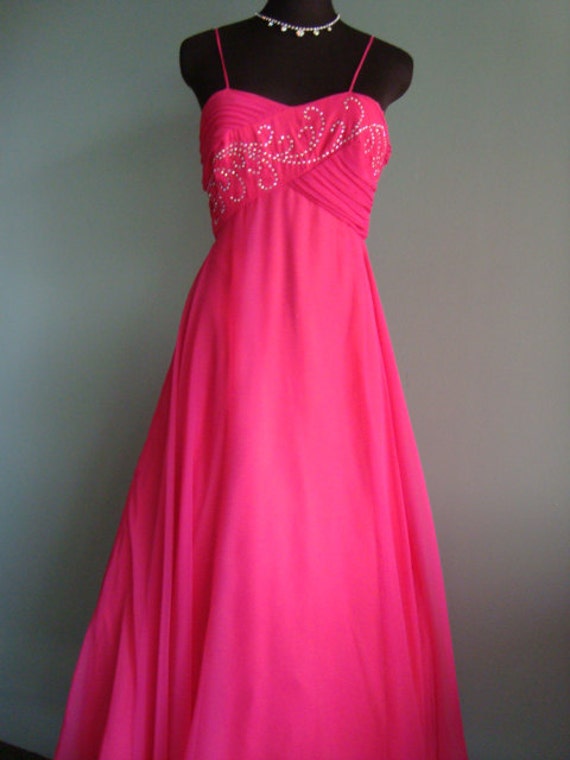 Retro Vintage Prom Evening Party Dress in Hot Pin… - image 1