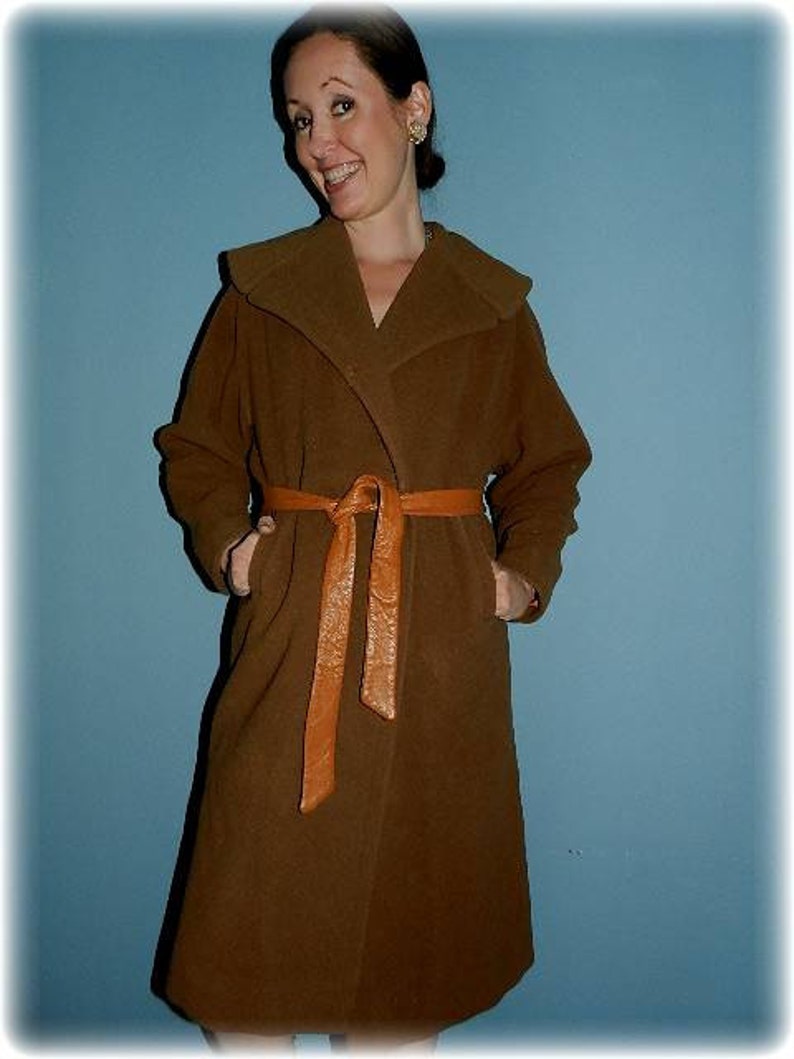 1950s Vintage Plus Camel colored wool belted Coat image 1