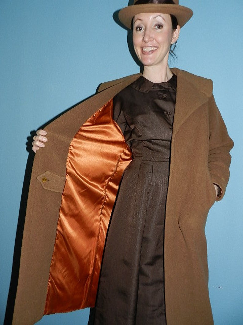 1950s Vintage Plus Camel colored wool belted Coat image 3