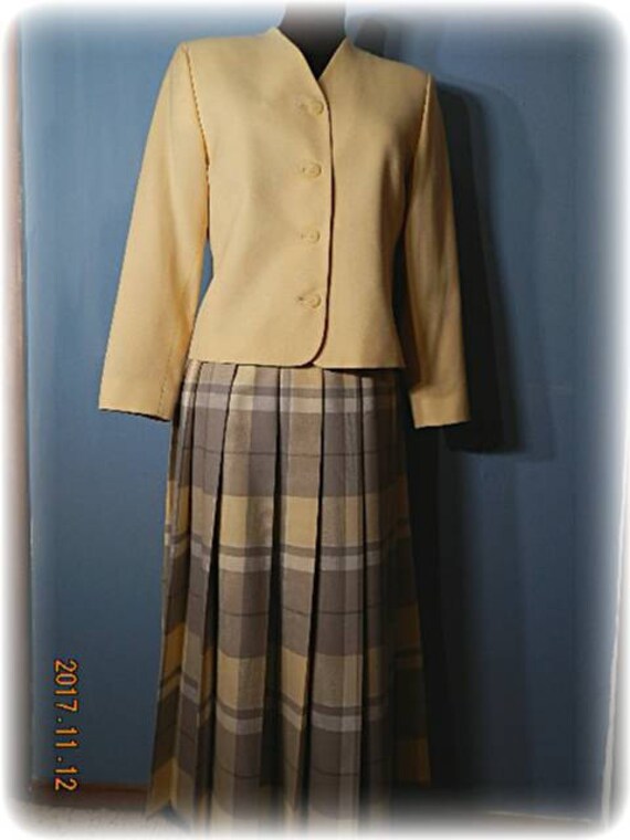 Classic Pendleton Jacket and Pleated Plaid Skirt