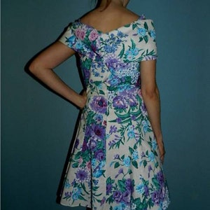 Vintage 1950s Style Lavender & Blue Swing Dress image 3