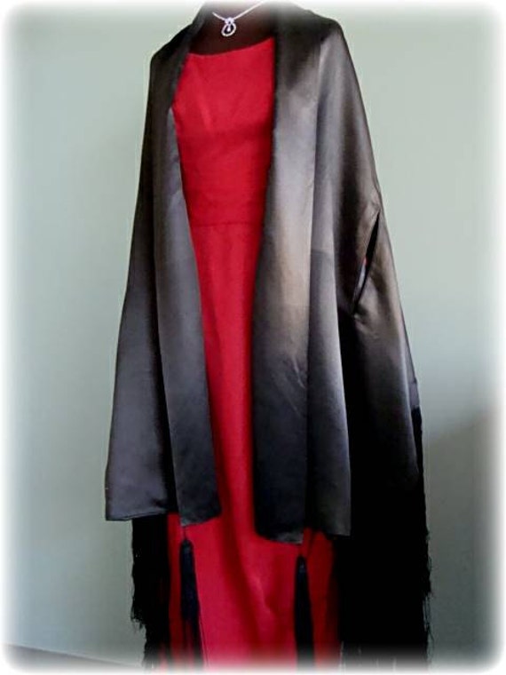 1920s Reversible Black Satin Opera Cape