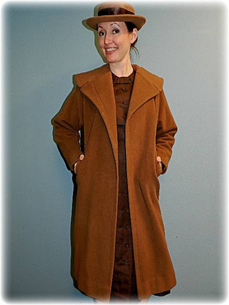 1950s Vintage Plus Camel colored wool belted Coat image 5