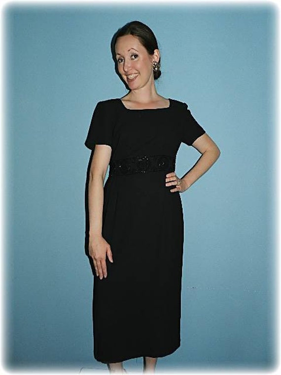 1950's Mad Men style beaded crepe dress - image 1