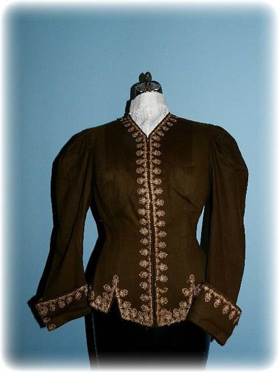 Antique Victorian Brown Wool Designer Riding Jacke