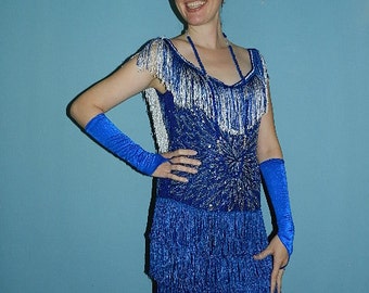 Beaded and Fringed Flapper/Gatsby Dress in 1920’s Redesign of Downton Abbey Style Party Dress