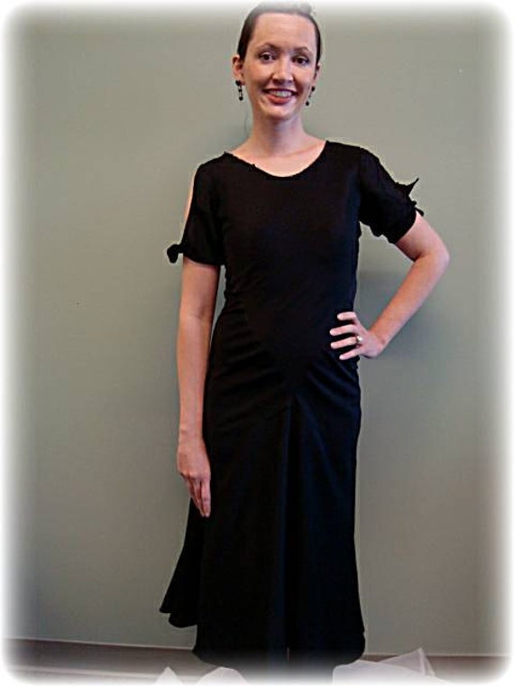 1930s Black Crepe Vintage Day Dress