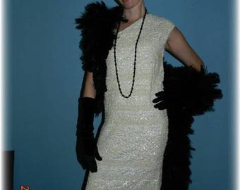 Vintage 30’s One Shoulder Pearled Sequined Grace Kelly Inspired Cocktail Dress