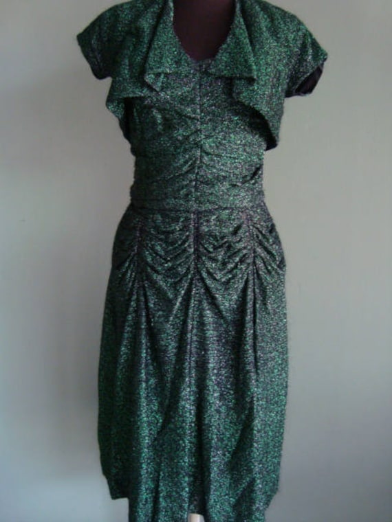 1940'S Inspired Green lame Spaghetti Strapped Dres