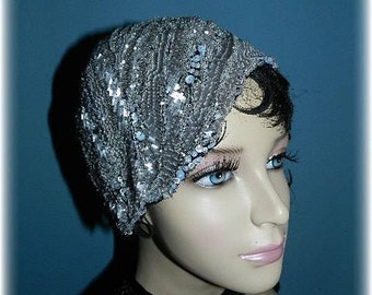 20’S Black & Silver Beaded Redesigned Cloche Hat