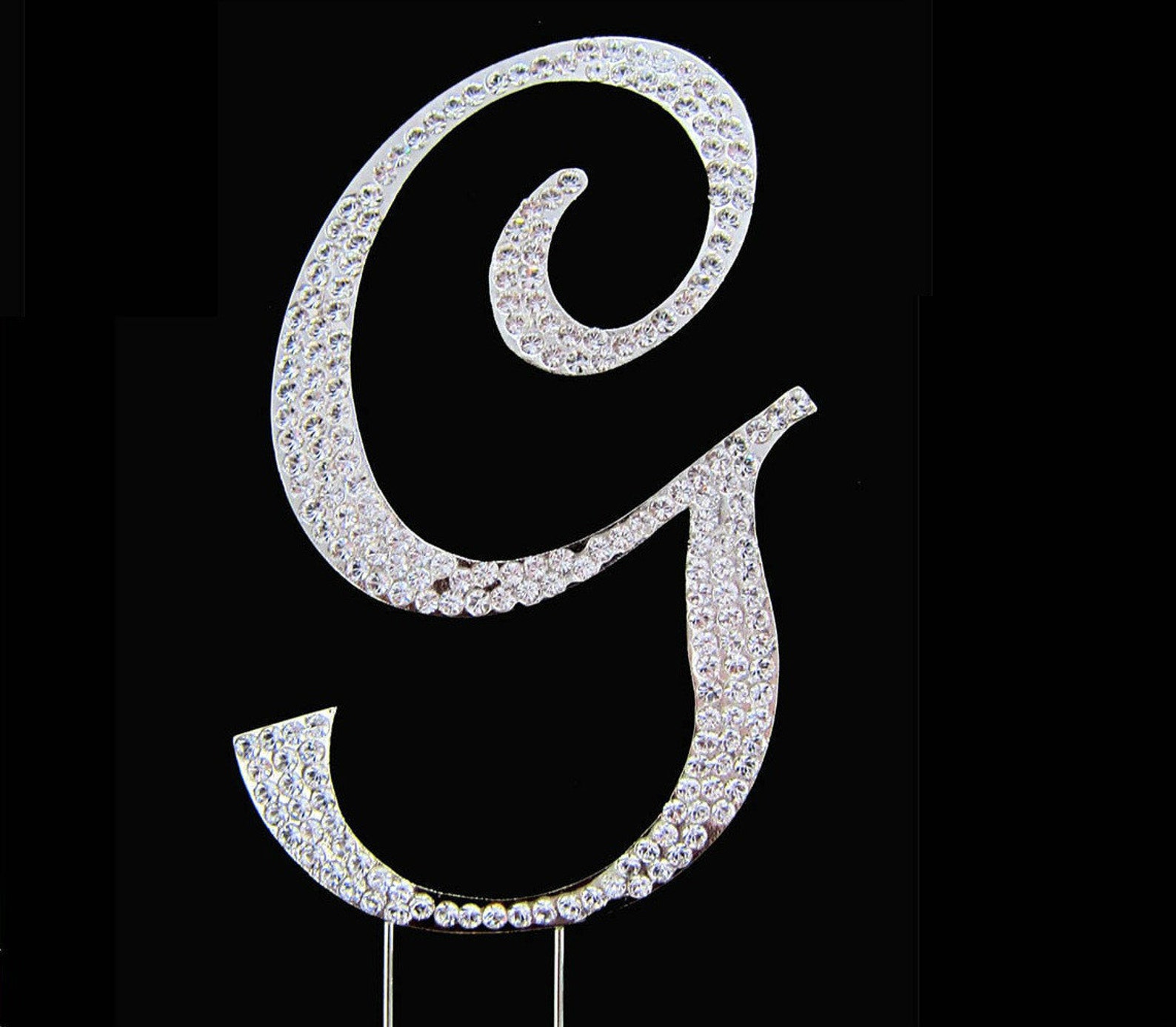 Large Crystal Rhinestone Silver Letter G Monogram Etsy