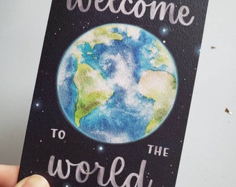 60/% off SALE Baby Congratulations Letterpress card Welcome to Earth