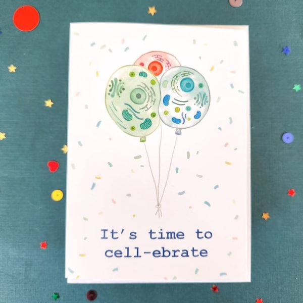 Card // time to cell-ebrate, celebration celebrate science joke, biology pun