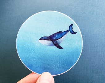 Sticker // Whale vinyl sticker, ocean sealife art