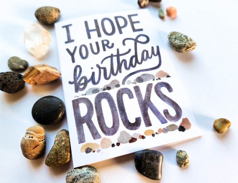 Card // I Hope Your Birthday Rocks, Geology Science Greeting, Rockhound ...