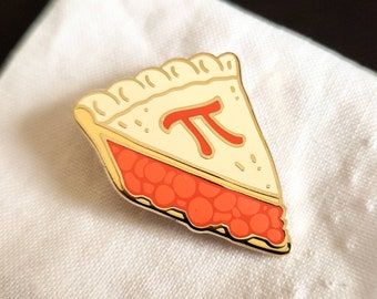 Pin de esmalte // Rebanada de pastel Pi, broma matemática, regalo para nerds científicos, día del pastel 3.14