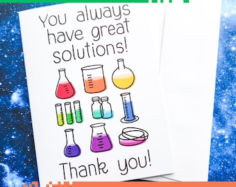 IMPRIMIBLE // Tarjeta de agradecimiento, Grandes Soluciones, Química, profesor de ciencias gracias