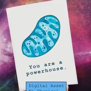 Druckbare Karte // You Are a Powerhouse 5x7 Mitochondria Biologie Grußkarte, Druck zu Hause,