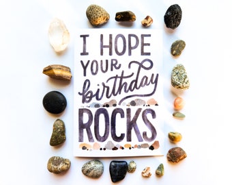 Card // I Hope Your Birthday Rocks, Geology science greeting, rockhound