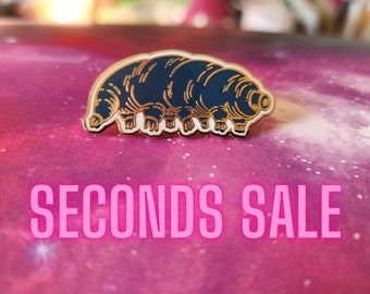 SECONDS SALE // TEAL imperfect tardigrade enamel pin, science biology art