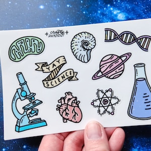 Feuille d'autocollants//science doodle pastel physique astronomie biologie chimie mini-autocollants de remplissage en vinyle