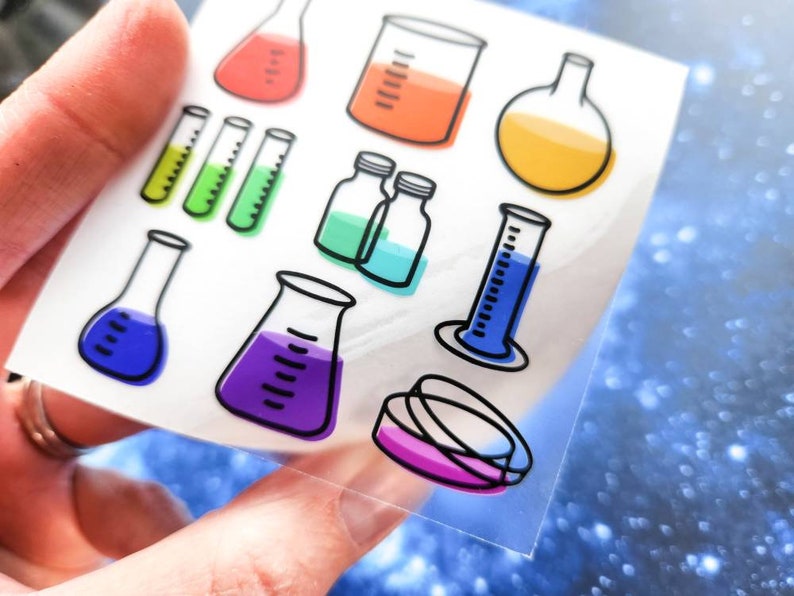Array Decal Sticker // Chemistry Glassware Rainbow Array, Science Collection Vinyl ...