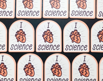 Pegatinas al por mayor // ERROR DE IMPRESIÓN - Paquete de diez pegatinas, I heart science con descuento, 10 calcomanías de vinilo