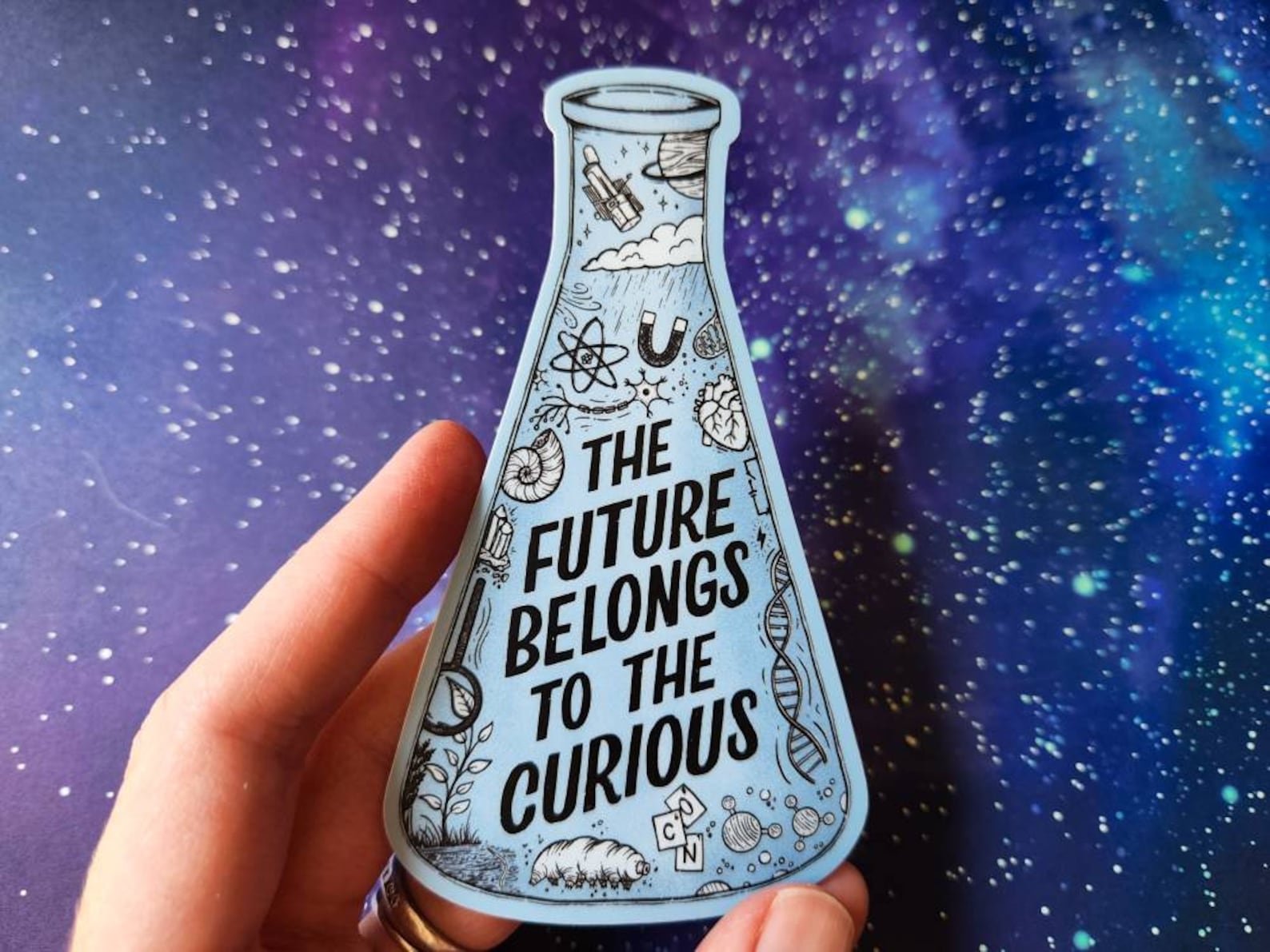 Sticker // the Future Belongs to the Curious Science Art - Etsy