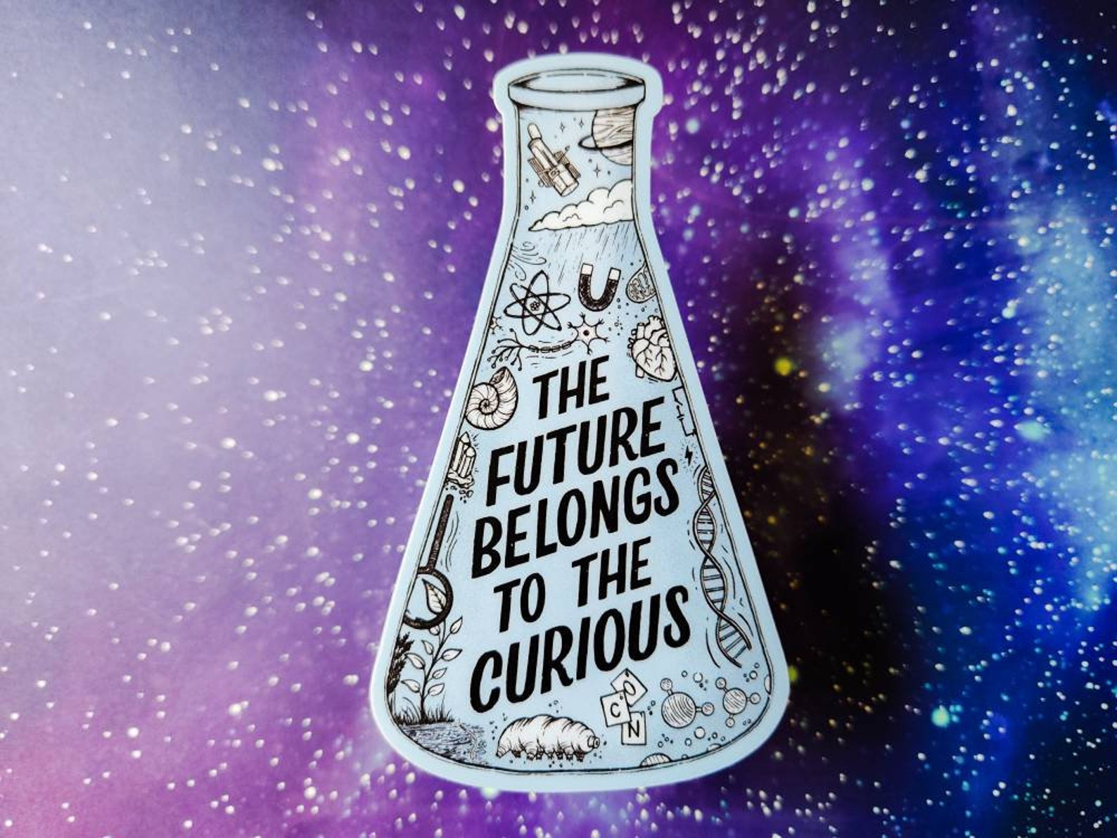 Sticker // the Future Belongs to the Curious Science Art - Etsy