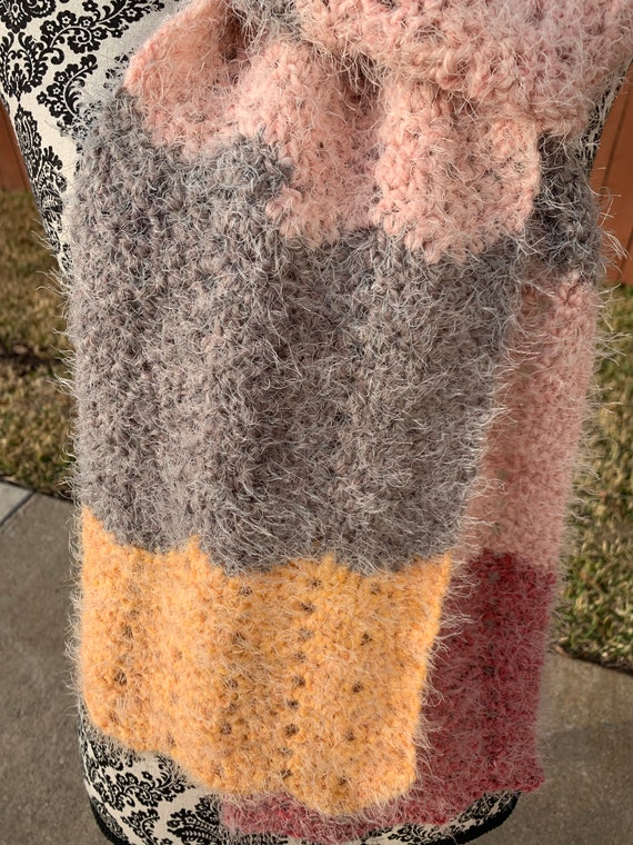 A scarf I made for a friend with caron latte cake : r/crochet