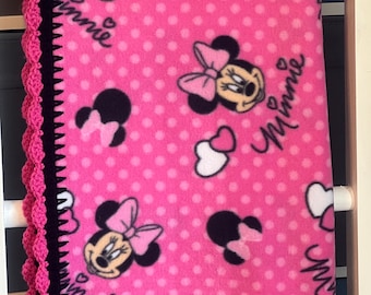 Minnie Mouse Crocheted Edge Fleece Baby Blanket