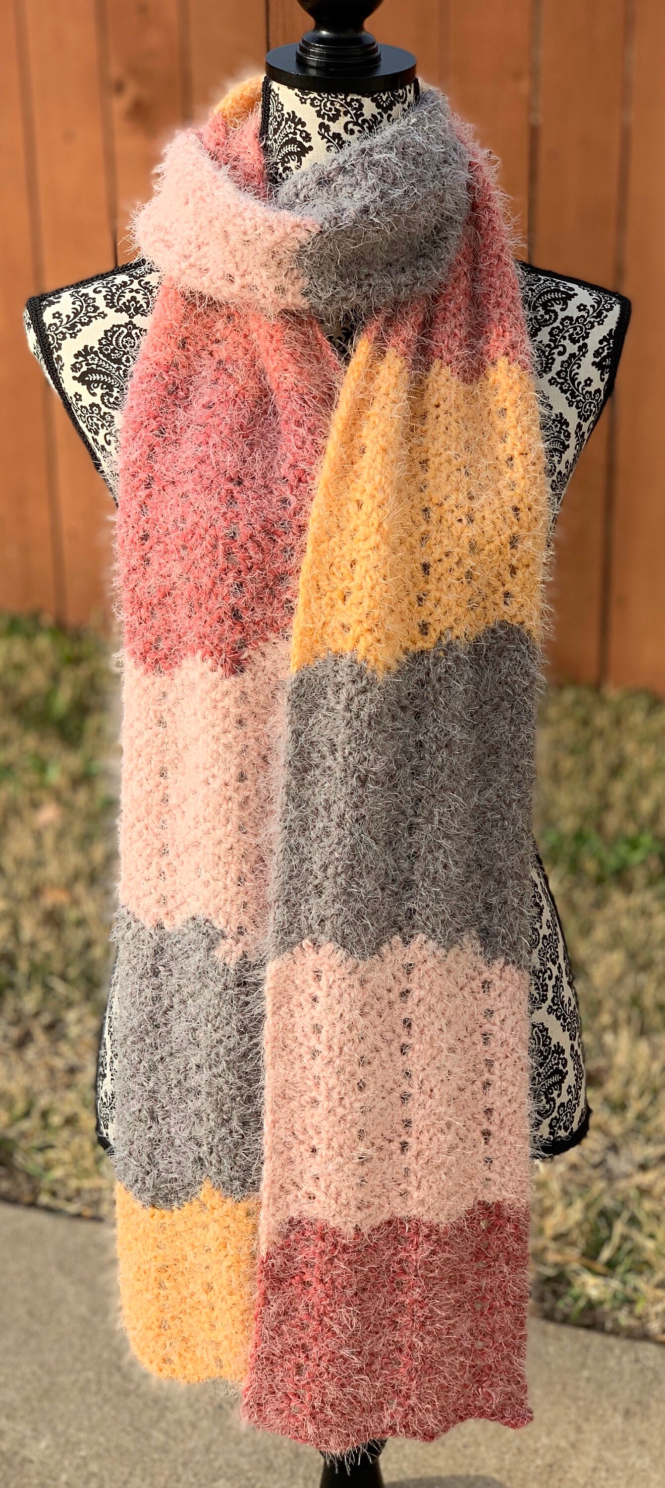 A scarf I made for a friend with caron latte cake : r/crochet