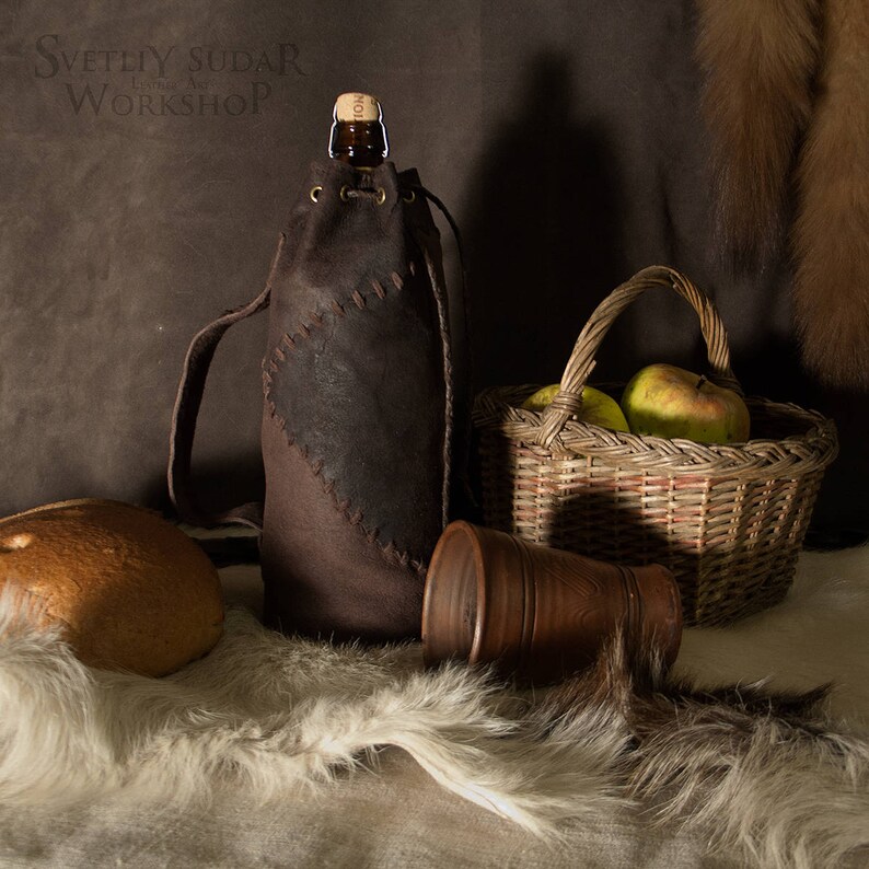 Leather Bottle Holder Medieval Style / Viking Style / The Etsy