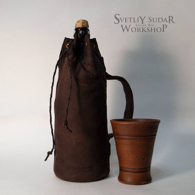Leather Bottle Holder Medieval Style / Viking Style / The Etsy