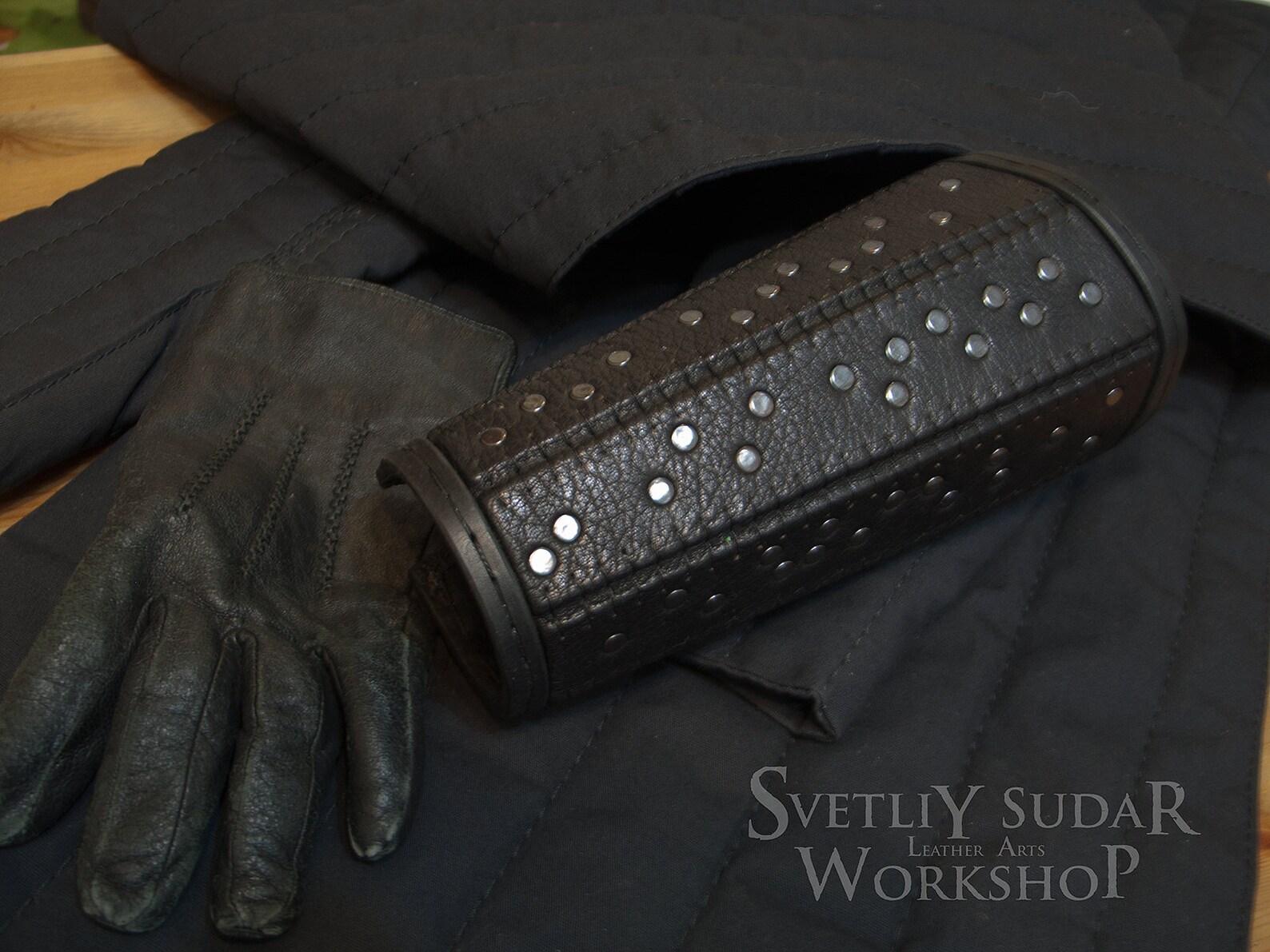 Witcher Leather Bracers pair With Rivets Replica / Leather Etsy