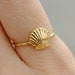 Single Dainty Seashell Ring in Solid 14K Yellow Gold, 14k White Gold ...