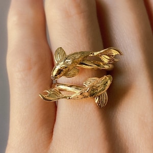 Koi Statement Ring in Vermeil, Solid Silver, and 14K Gold Plate