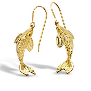 Koi Fish Earrings  •  Solid Silver or 18k Gold Plate  • 3D Printed Earrings  • Nature Earrings   •  AMELIARAYJEWELRYSHOP