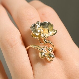 Orchid Blossom Statement Ring in Solid Silver, Vermeil and 14K Gold Plate