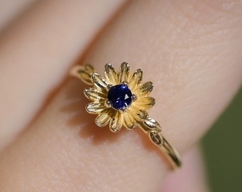 Aster Flower • September Birth Flower Ring • 14k Gold Plate