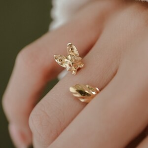 Anillo ajustable de zorro en plata maciza o baño de oro de 18 quilates, anillo Kitsune