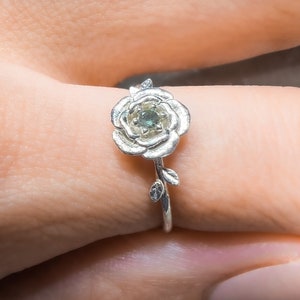 Rose Ring •  June Birth Flower Ring • Alexandrite• 14k Solid Gold or Solid Silver  • Hypoallergenic • Genuine Gemstones