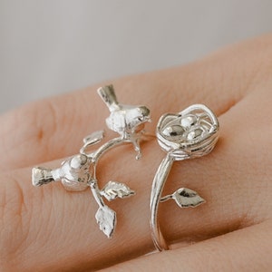Bird Ring Love Nest in Vermeil, 14k Gold Plated brass, and Solid Silver