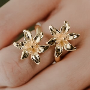 Lily Flower Ring, Adjustable Statment Ring in Sterling Silver, Vermeil, and 18K Gold Plate image 9