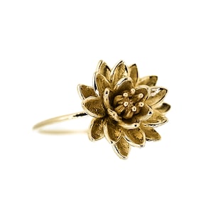 Dainty Water Lily Ring in Solid Silver, Vermeil, 14K Gold Plate - Etsy