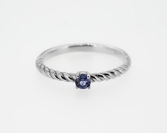 Sapphire Stacking Ring Rope in Sterling Silver